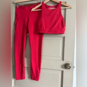 Outdoor Voices Women's Red Workout Bra Leggings Set - S
